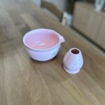 وعاء + هولدر للويسك ( وردي مع رسمة )