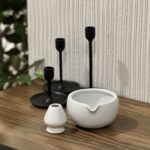 وعاء + هولدر للويسك ( سيراميك اللون أبيض )